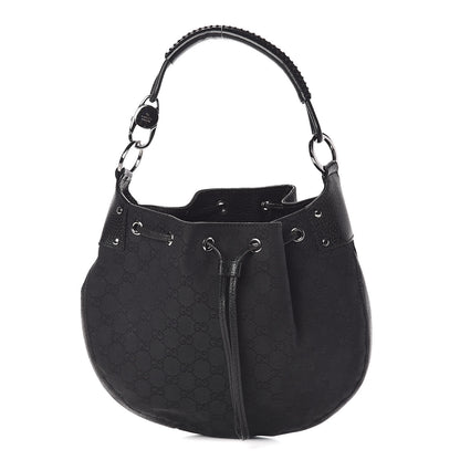 Gucci Monogram Drawstring Hobo Black 1 of 9