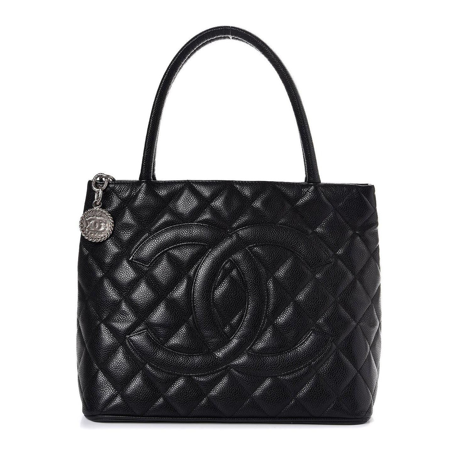 Caviar Quilted Medallion Tote Black