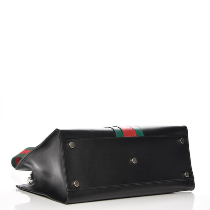 Gucci Calfskin Web Stripe Large Dionysus Tote Bag Black 5 of 8