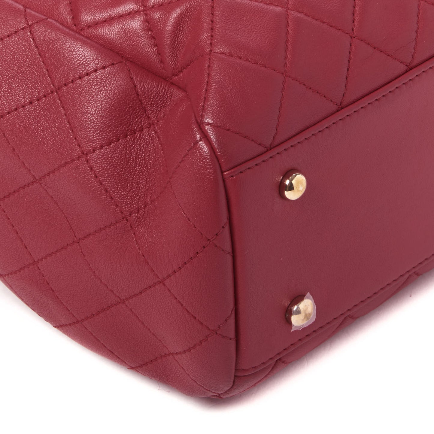 Lambskin Quilted Small Drawstring Shoulder Bag Dark Pink