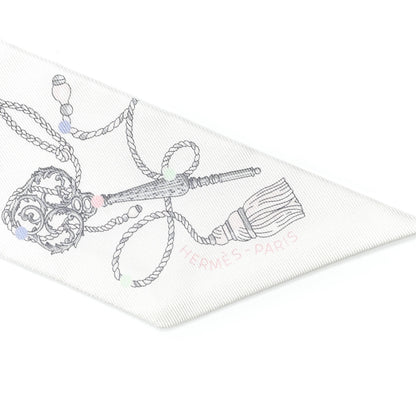 Hermes Silk Les Cles A Pois Twilly White Gris Acier 3 of 4