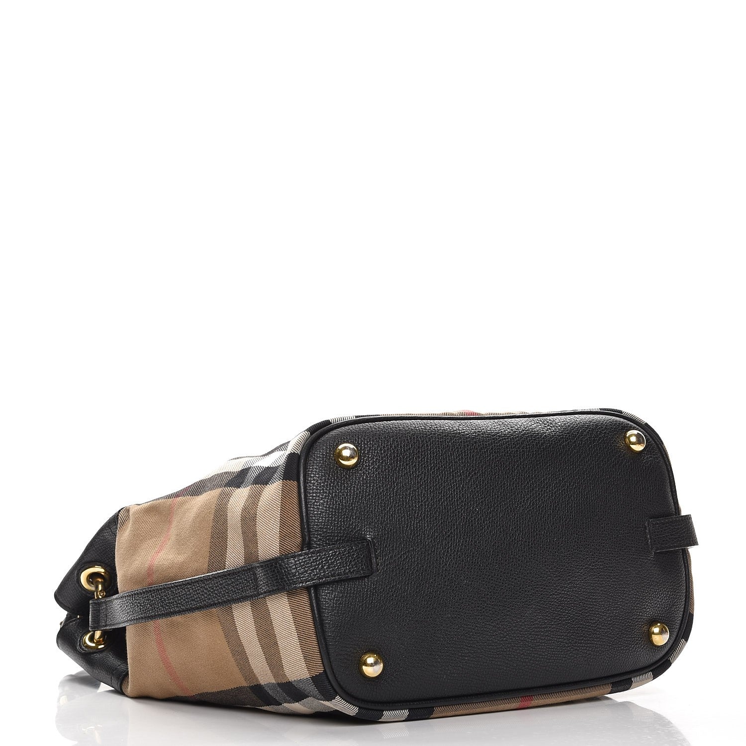 Burberry Grainy Calfskin House Check Medium Sycamore Hobo Black 4 of 14