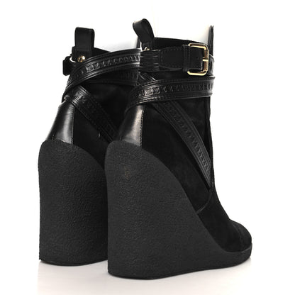 Louis Vuitton Suede Calfskin Crossroads Wedge Ankle Boots 36 Black 5 of 7
