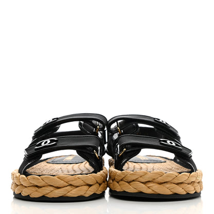 Chanel Mesh Patent Calfskin Velcro Dad Sandals 41 Black 2 of 10