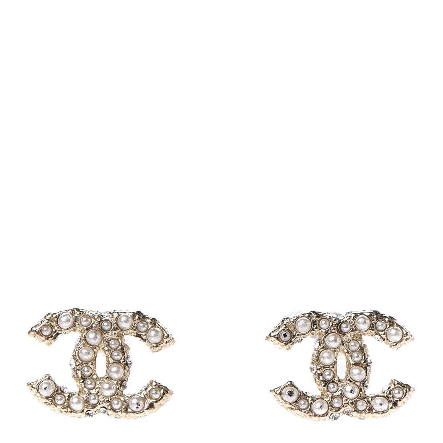 Pearl Crystal CC Earrings Light Gold