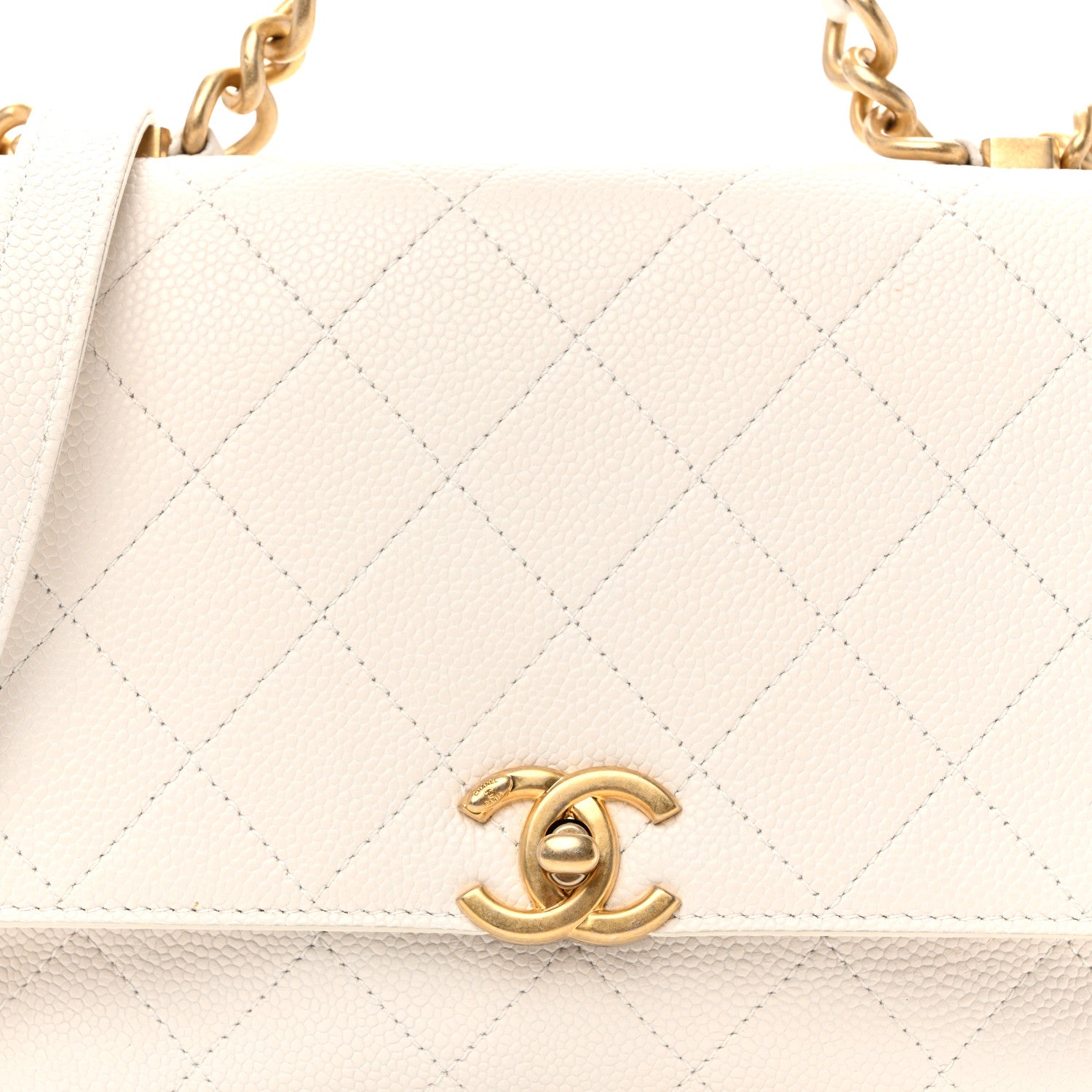 Chanel Grained Calfskin Small Stitched Flap White 8 of 10