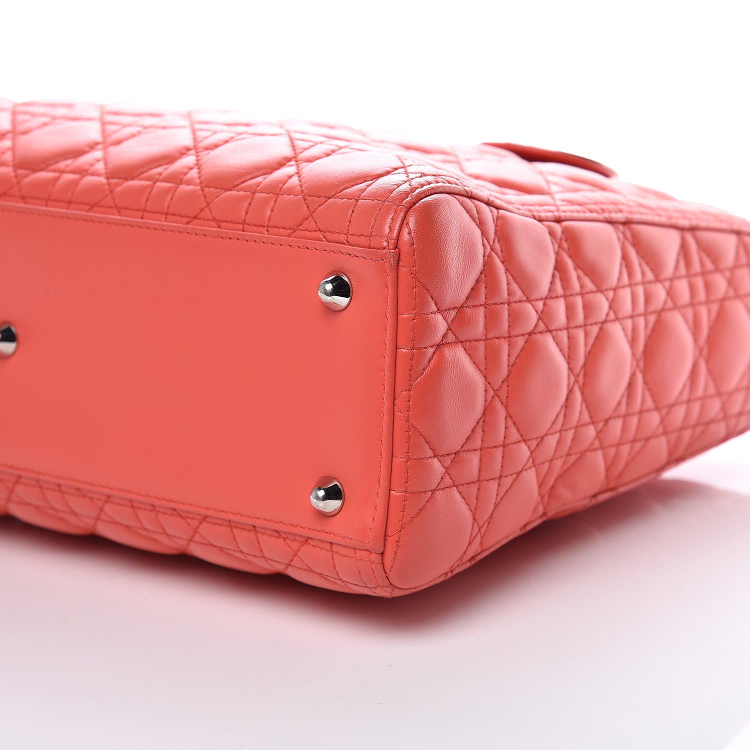 Christian Dior Lambskin Cannage Large Lady Dior Coral 6 of 15