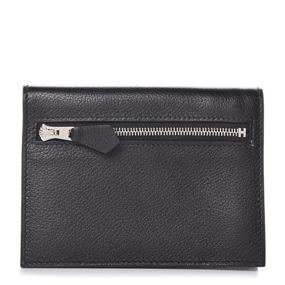 Hermes Taurillon Clemence Zip Zap Bi-Fold Wallet Black 1 of 9