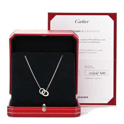 Cartier 18K White Gold Diamond Interlocking LOVE Paved Necklace 5 of 5