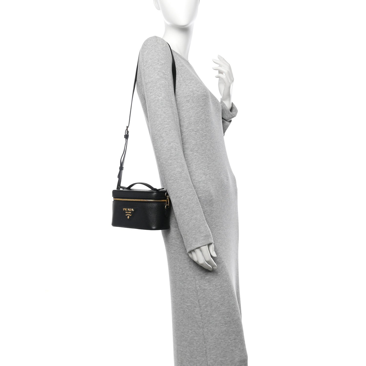 Prada Vitello Daino Mini Vanity Top Handle Bag Black 2 of 11