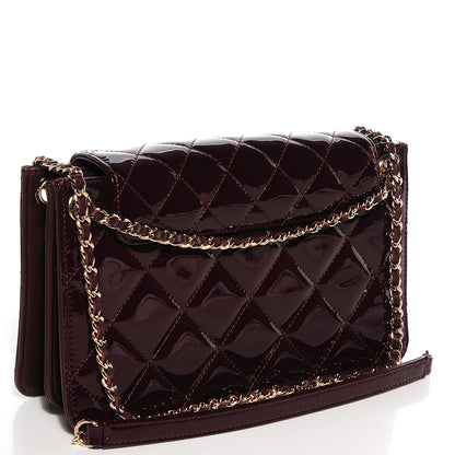 Chanel Patent Quilted Golden Class Wallet on Chain WOC Burgundy 3 of 9
