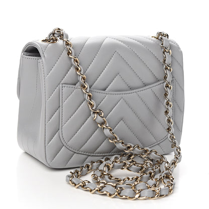 Chanel Lambskin Chevron Quilted Mini Square Flap Grey 2 of 10