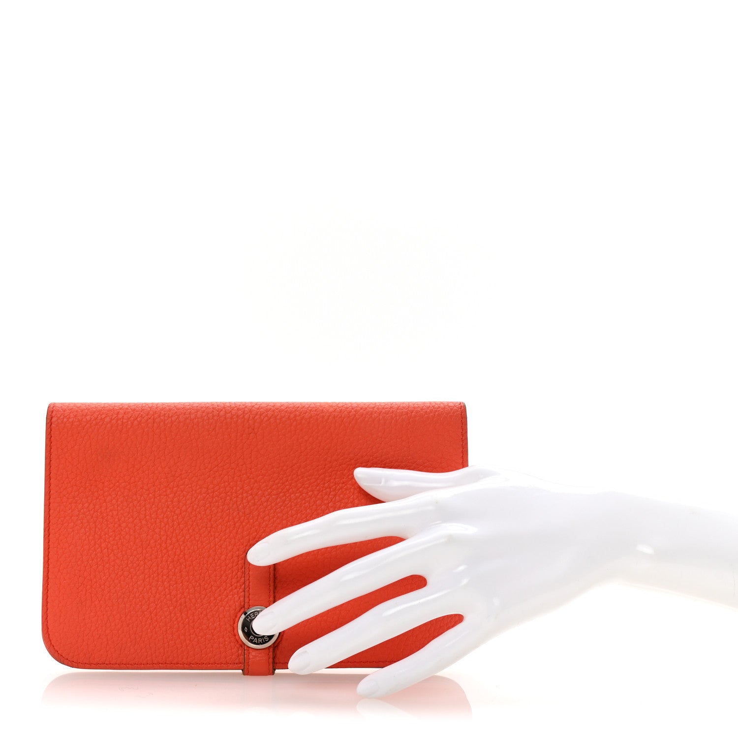 Hermes Togo Dogon Duo Wallet Orange Poppy Rose Candy 2 of 7