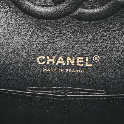 Chanel Caviar Chevron Quilted Medium Double Flap Black 6 of 11