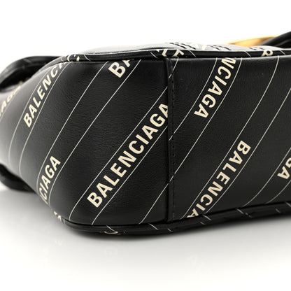 Gucci X BALENCIAGA Calfskin Matelasse Logo Print Small GG Marmont Shoulder Bag Black 9 of 14
