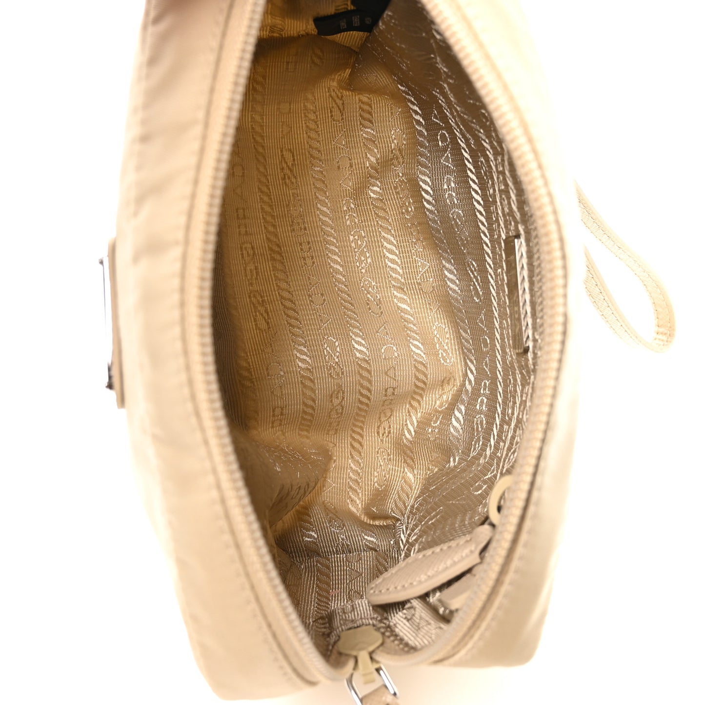 Re-Nylon Vela Saffiano Wristlet Deserto