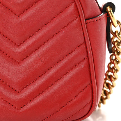 Gucci Calfskin Matelasse Small GG Marmont Chain Shoulder Bag Hibiscus Red 13 of 15