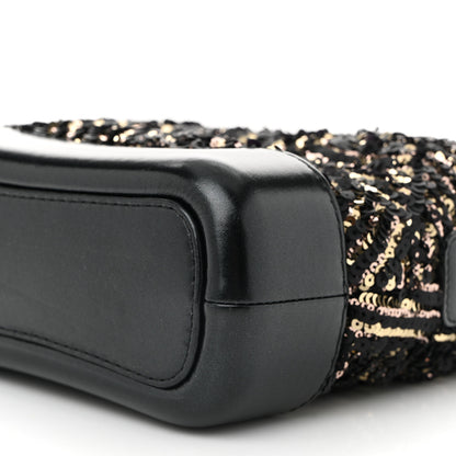 Chanel Sequin Calfskin Small Gabrielle Hobo Black Gold 10 of 10