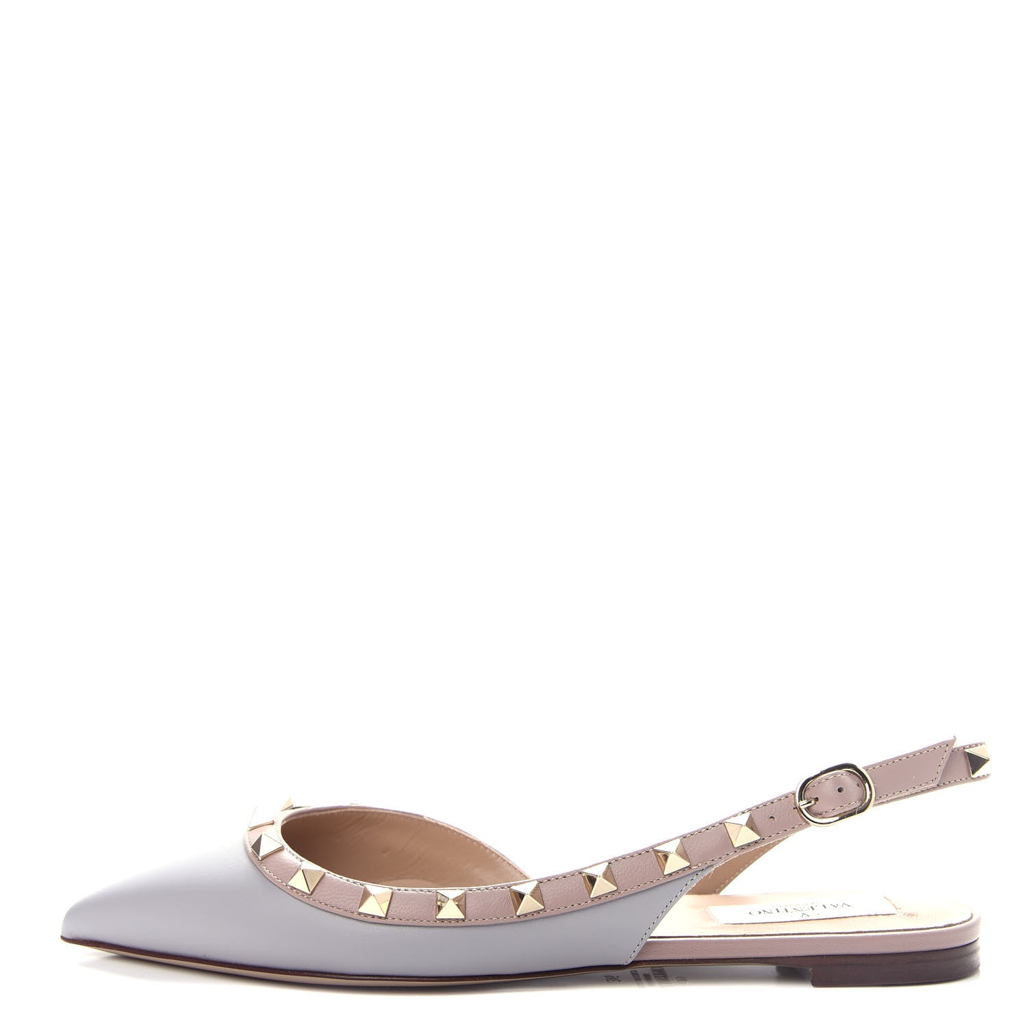 Valentino Garavani Nappa Rockstud Slingback Flats 36 Pastel Grey Poudre 1 of 11