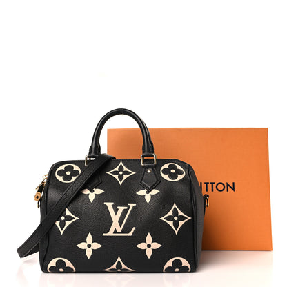 Louis Vuitton Empreinte Monogram Giant Speedy Bandouliere 25 Black Beige 9 of 9