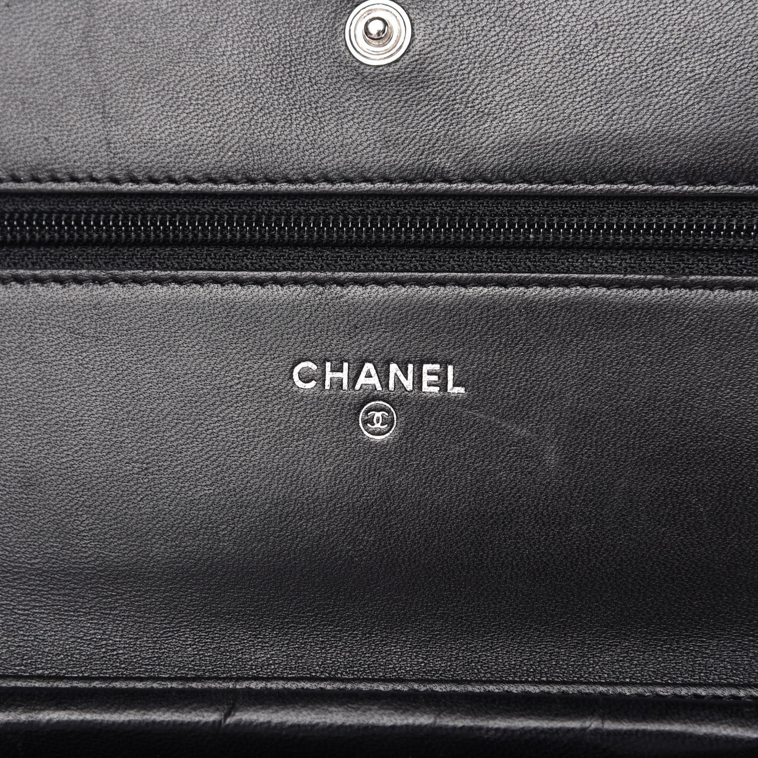 Chanel Lambskin Camellia Embossed Wallet on Chain WOC Black 8 of 12