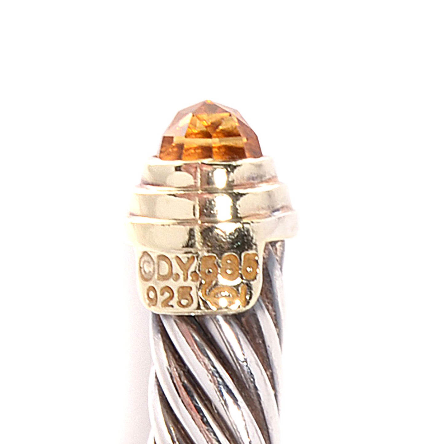 Sterling Silver 14K Yellow Gold Citrine 5mm Cable Classics Petite Color Bracelet