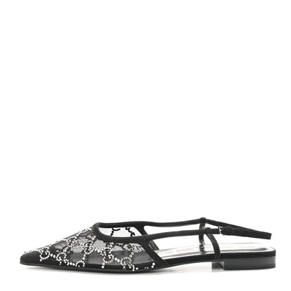 Gucci Tela Retino Kid Scamosciato Crystal GG Monogram Square Demi Ballet Flats 40 Black 1 of 9