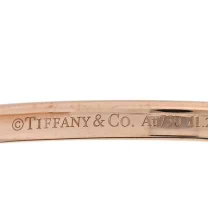 Tiffany 18K Rose White Gold Diamond Narrow Tiffany Lock Half Pave Bangle Bracelet 4 of 5