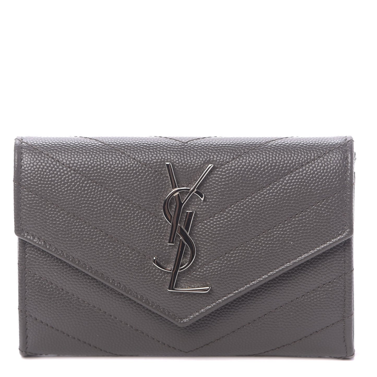 Grain De Poudre Matelasse Chevron Small Monogram Envelope Wallet Earth