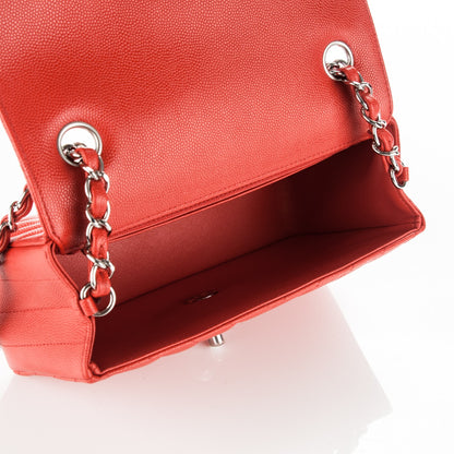 Chanel Caviar Chevron Quilted Mini Rectangular Flap Red 5 of 7