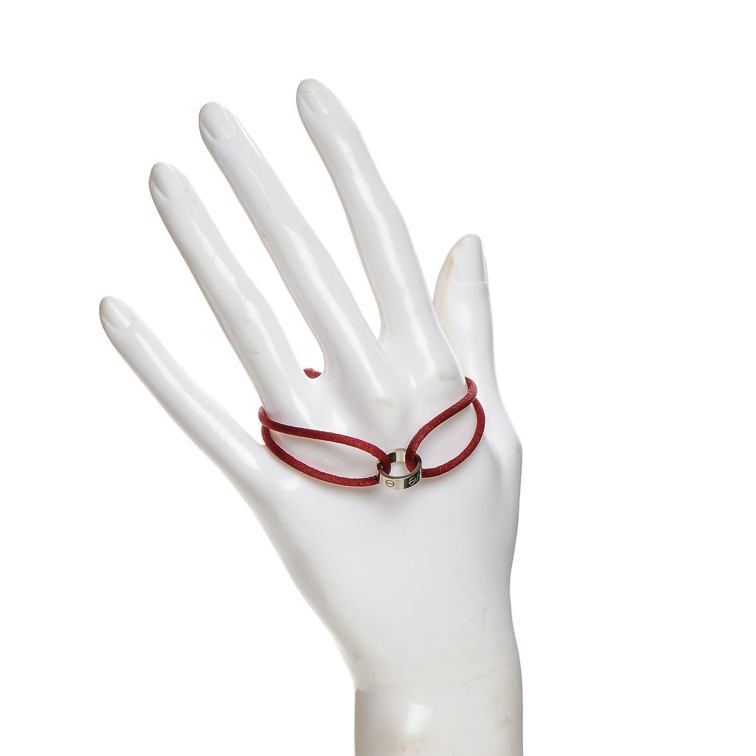 Cartier 18K White Gold Charity LOVE Adjustable Cord Bracelet Red 2 of 6