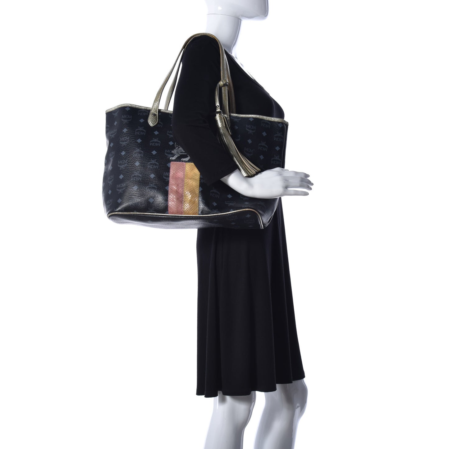 Visetos Striped Munich Lion Tote Black