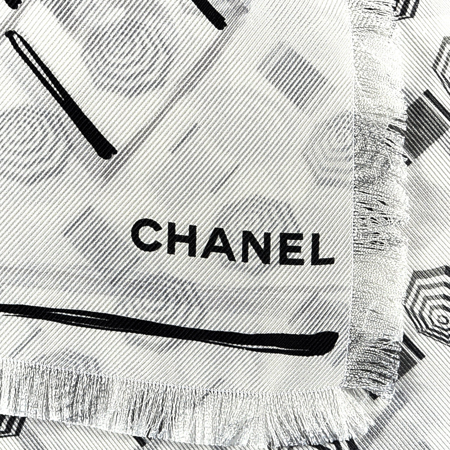 Chanel Silk CC Umbrella Print Scarf Grey 2 of 3