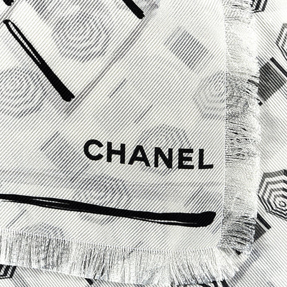 Chanel Silk CC Umbrella Print Scarf Grey 2 of 3