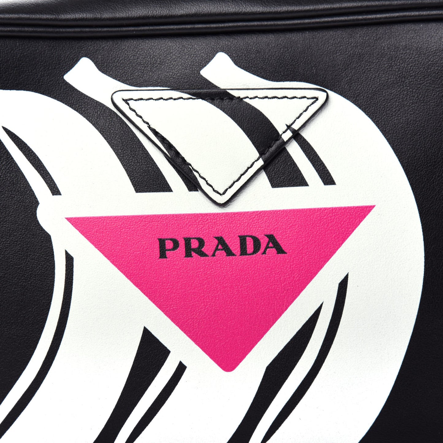 City Calf Banana Print Camera Bag Black Fuchsia