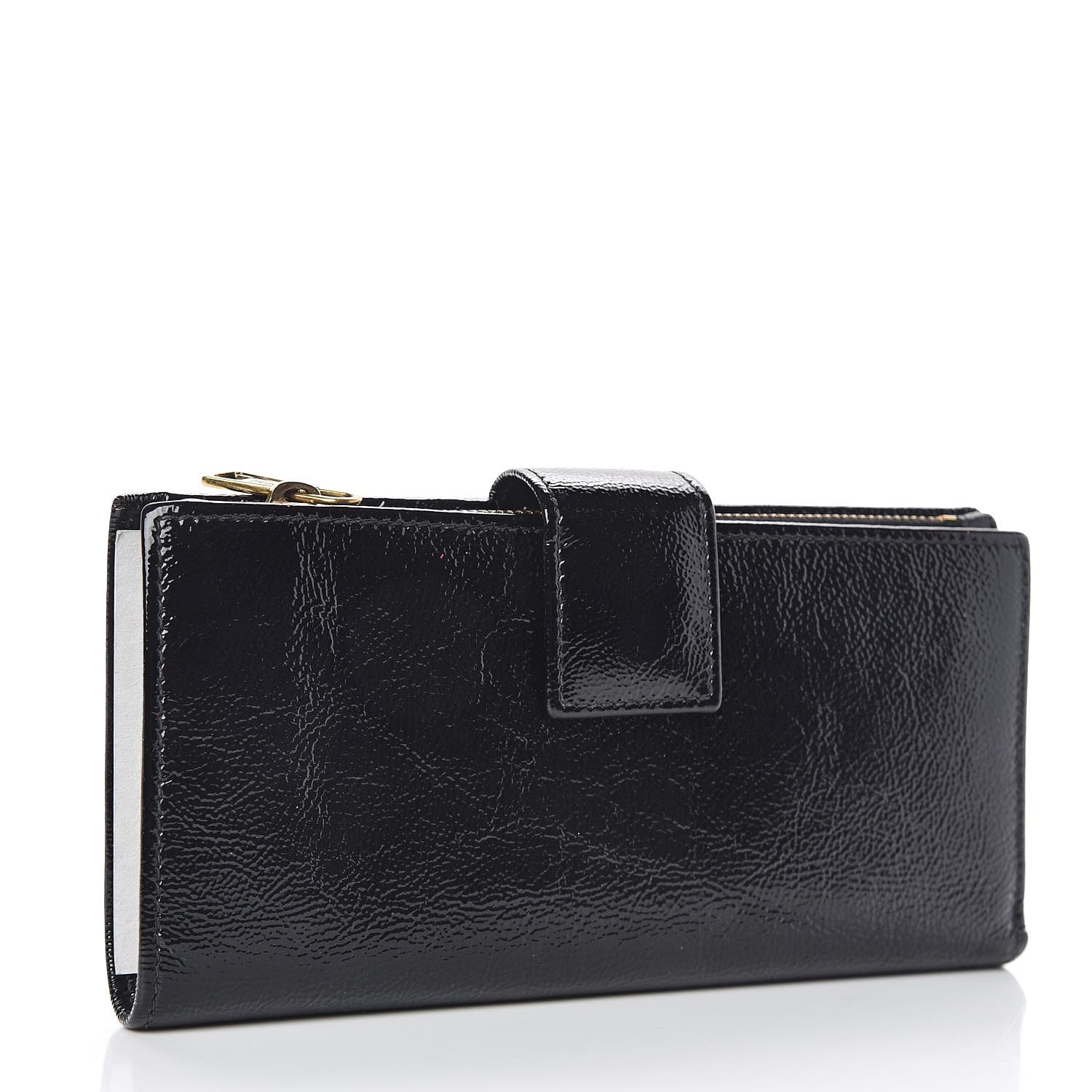 Saint Laurent Patent Y-Mail Long Wallet Black 3 of 9