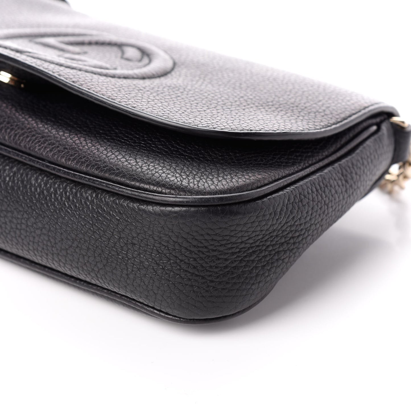 Pebbled Calfskin Medium Soho Flap Crossbody Black