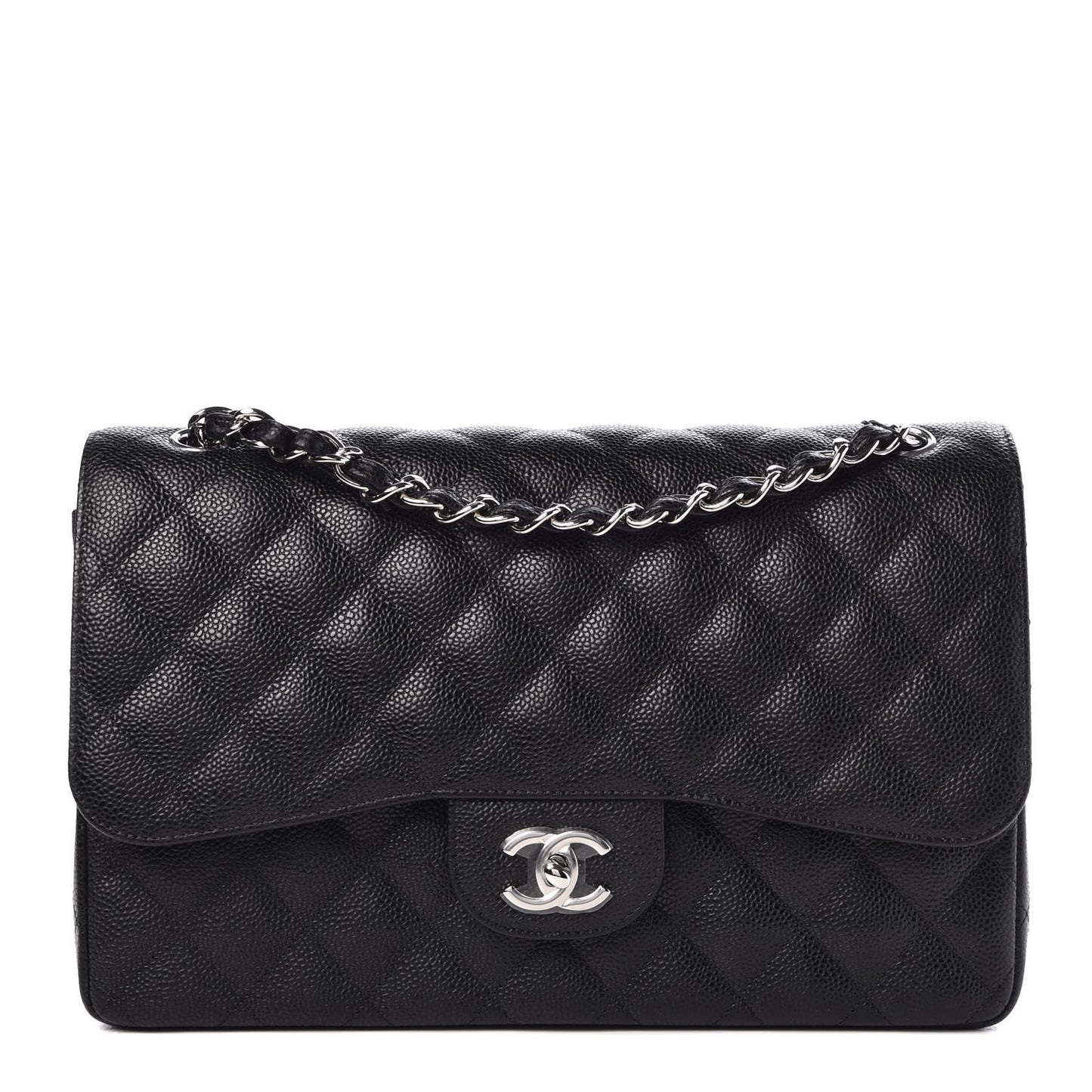 Caviar Quilted Jumbo Double Flap Black