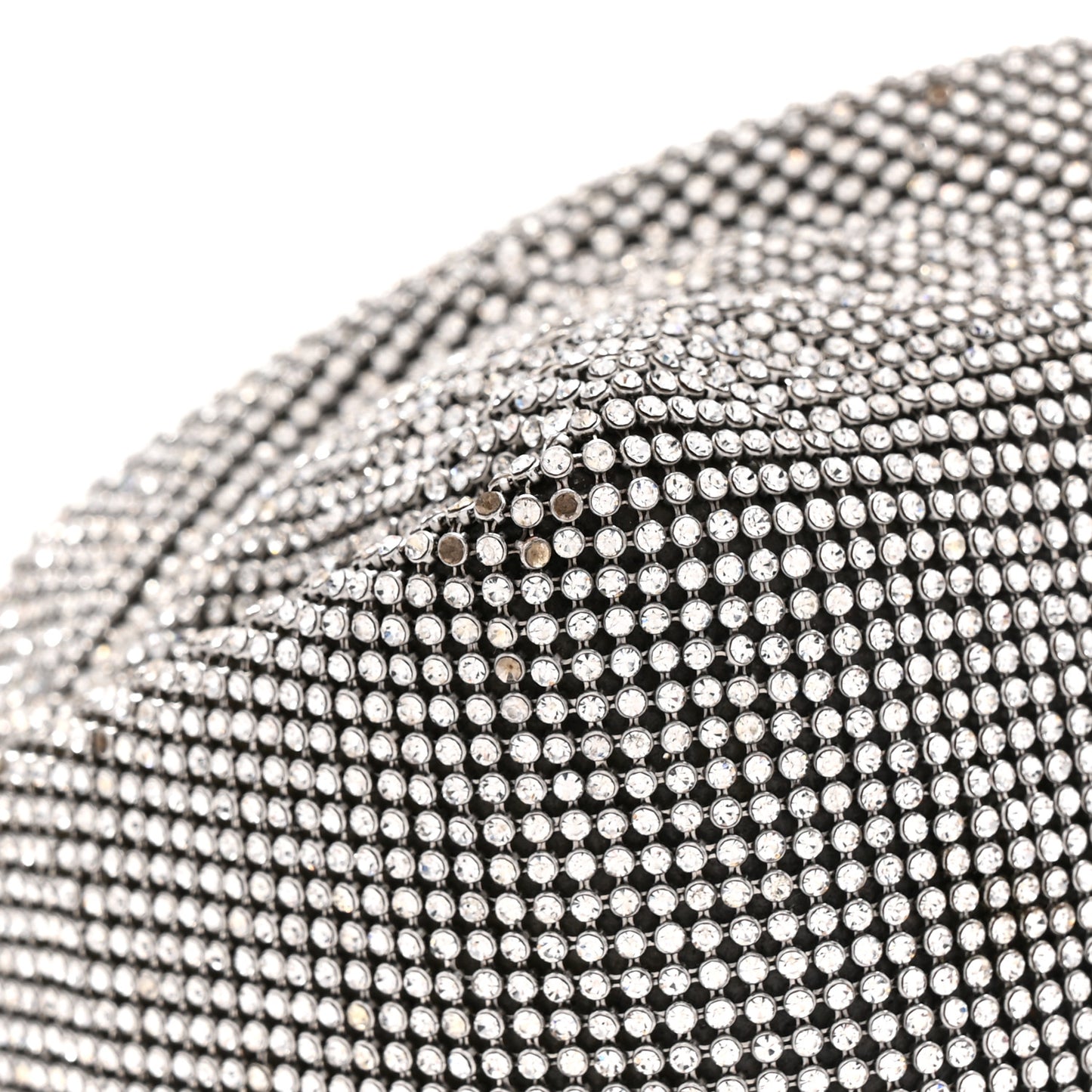 Mesh Crystal Rhinestone Mini Scrunchie Clutch Black Silver
