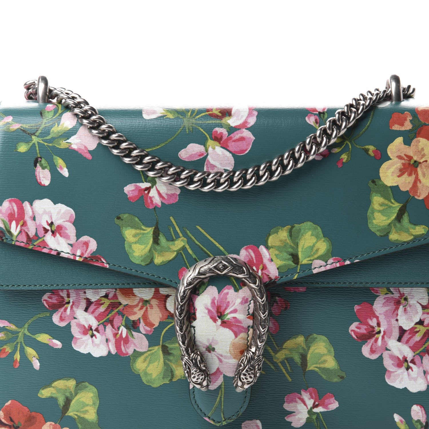 Gucci Calfskin Blooms Print Medium Dionysus Shoulder Bag Bright Emerald Multicolor 10 of 10