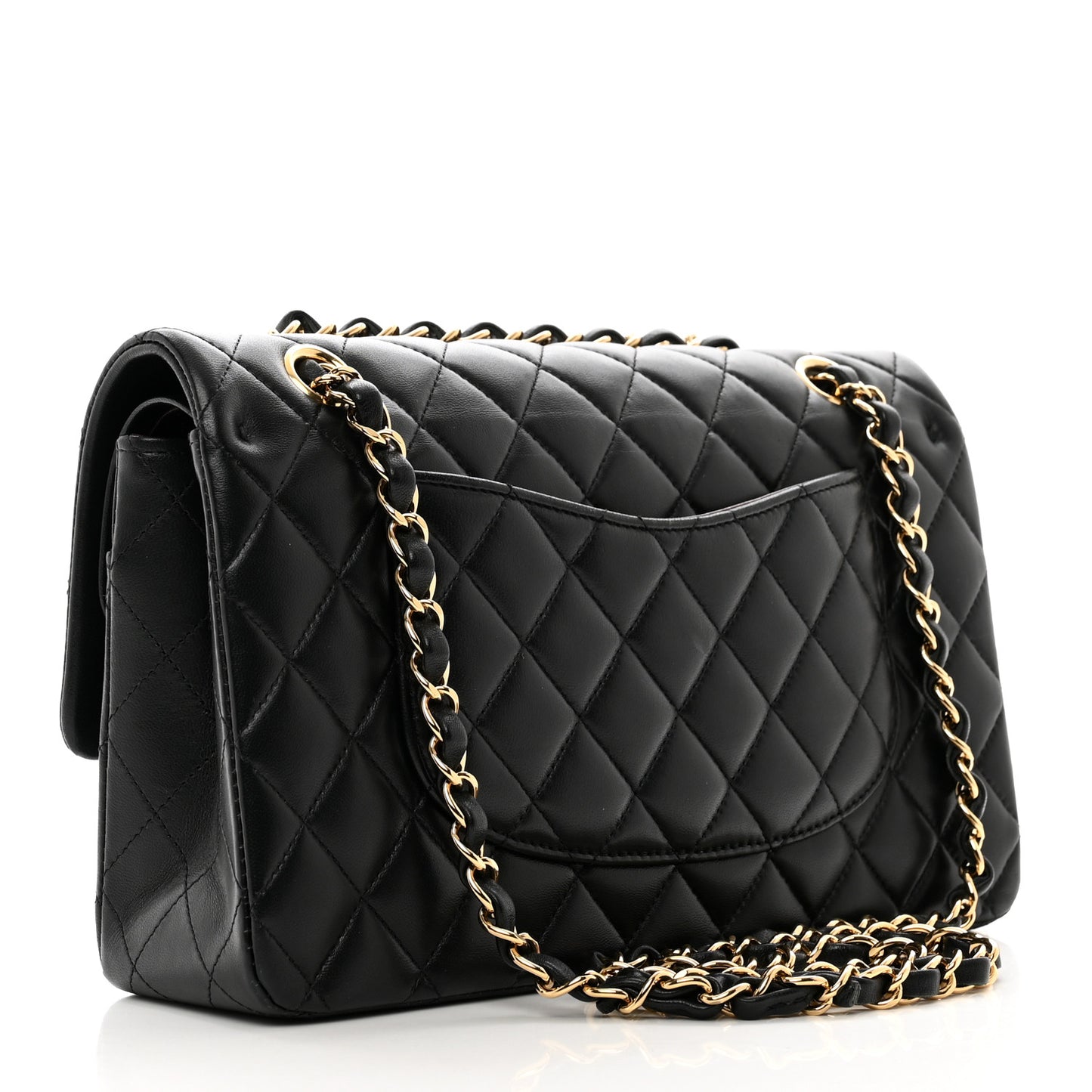 Lambskin Quilted Medium Double Flap Black