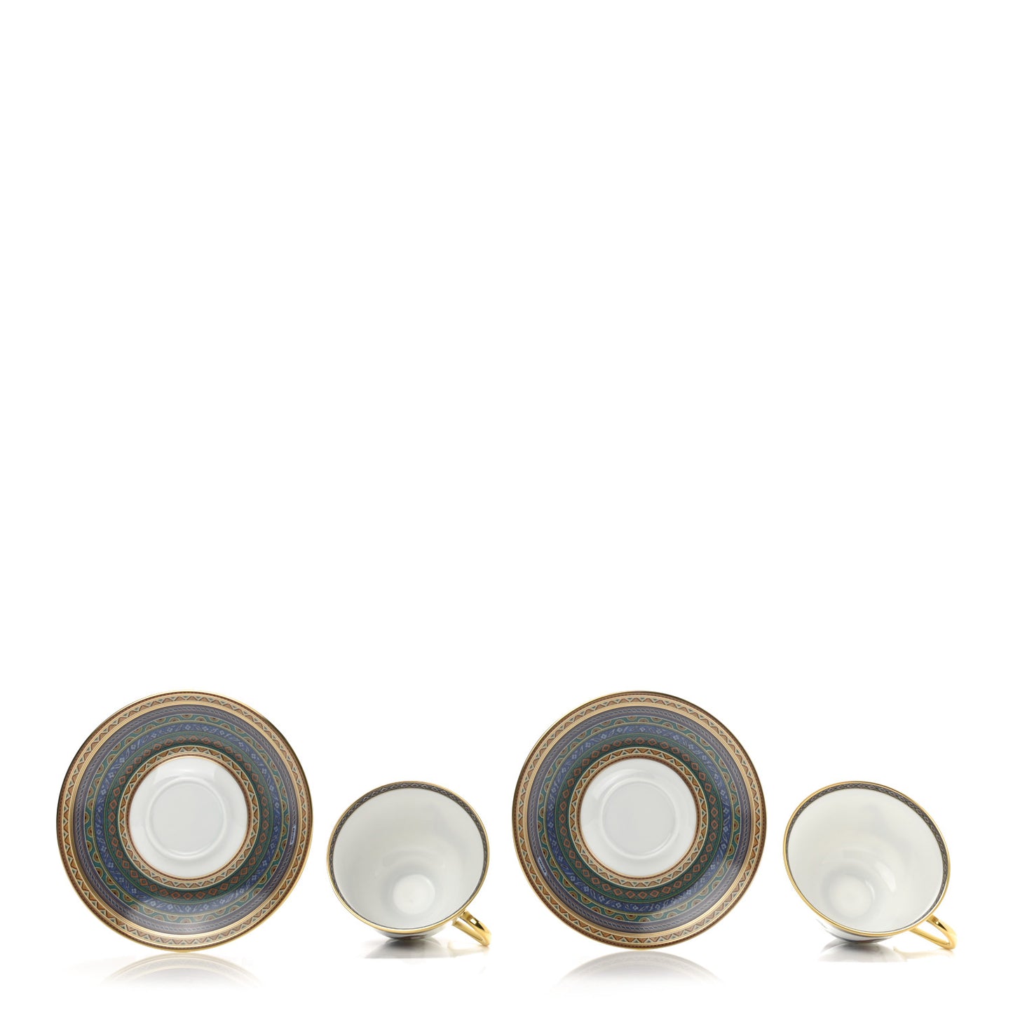 Porcelain Cheval d'Orient Tea Cup and Saucer Set of 2