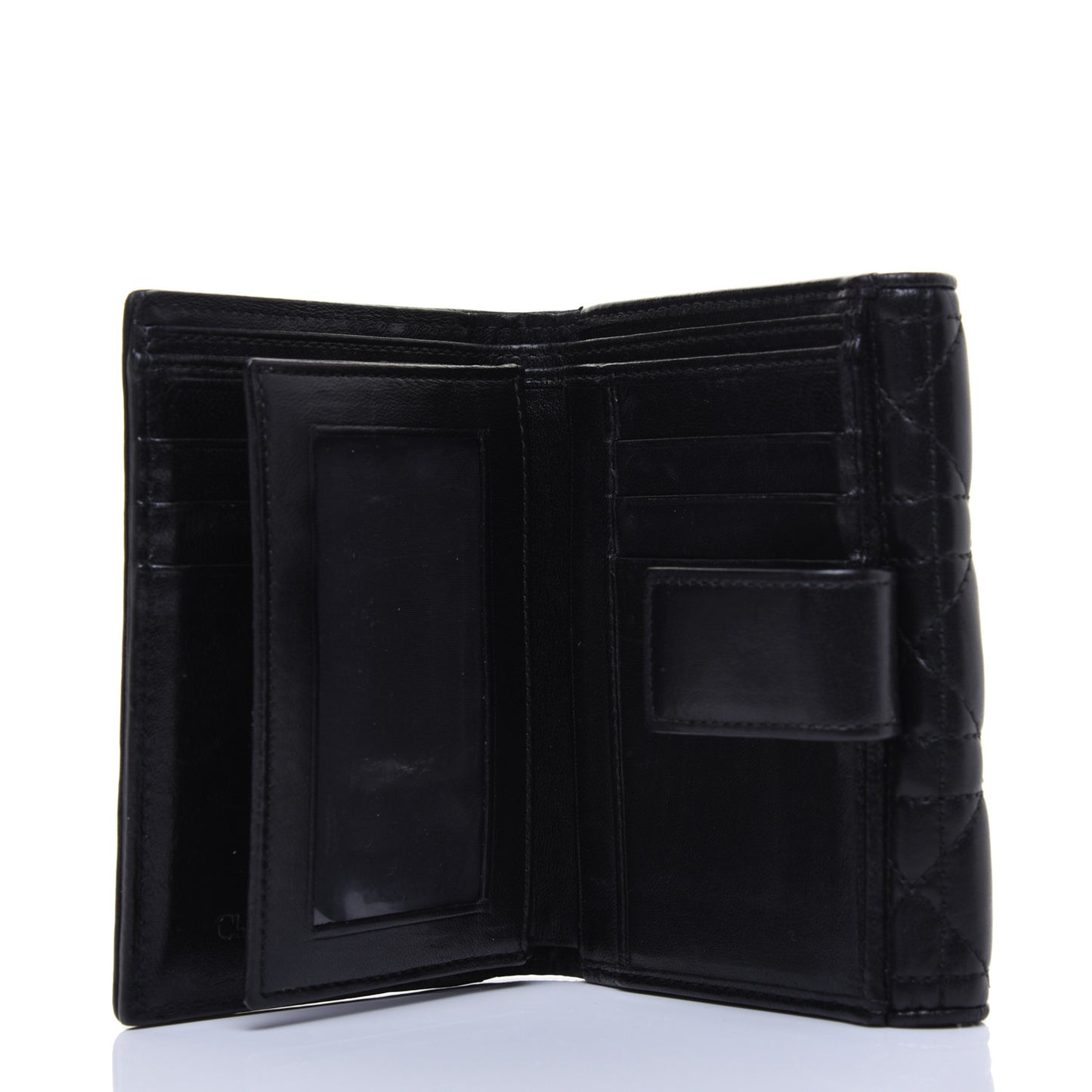 Lambskin Cannage Lady Dior Compact Wallet Black