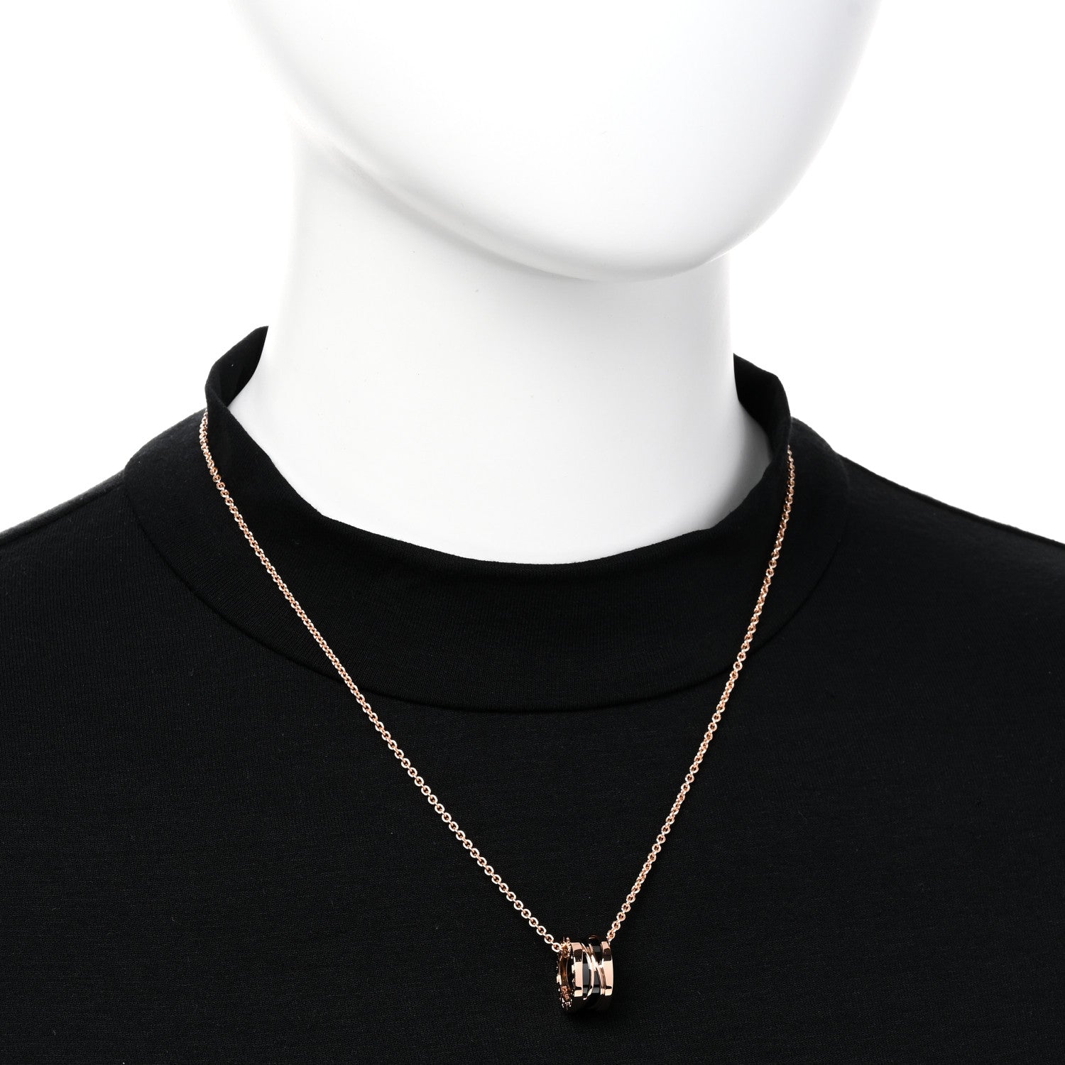 Bulgari 18K Rose Gold Ceramic B.Zero1 Legends Pendant Necklace Black 2 of 7