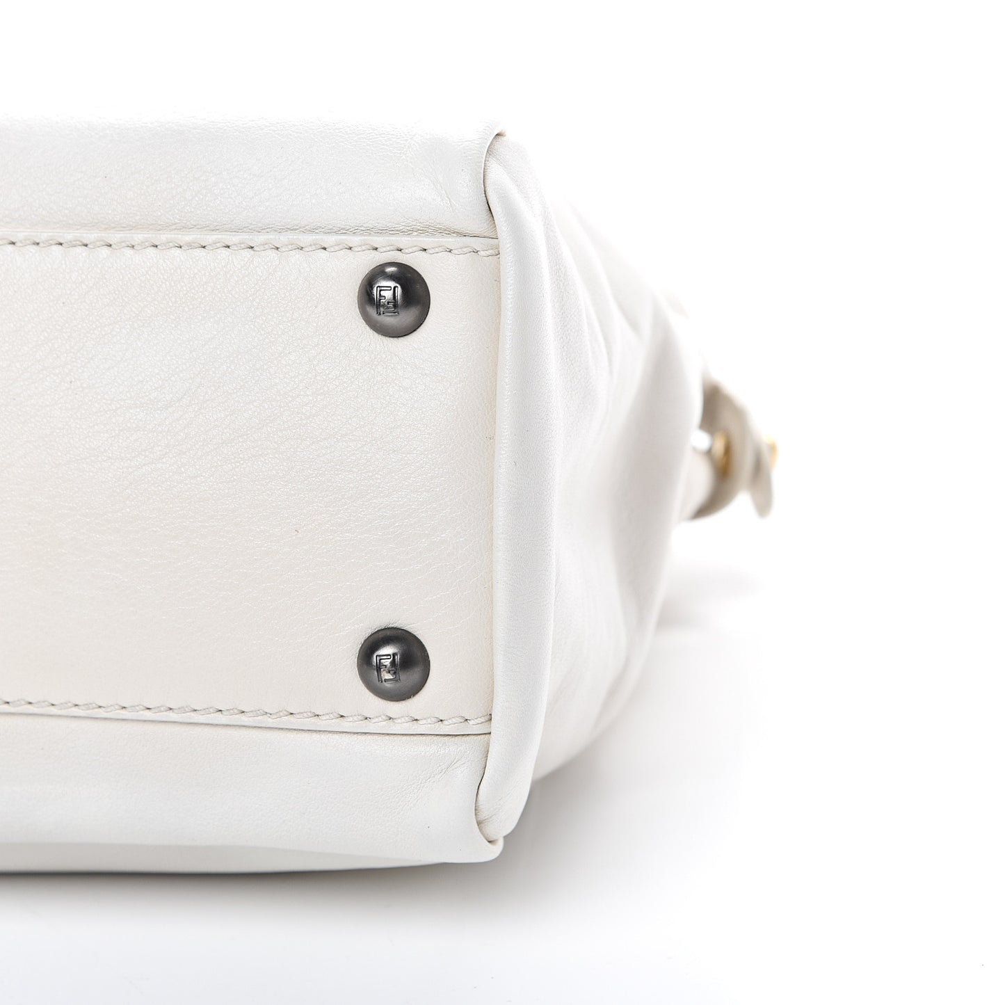 Vitello Suede Medium Peekaboo Iconic Satchel White