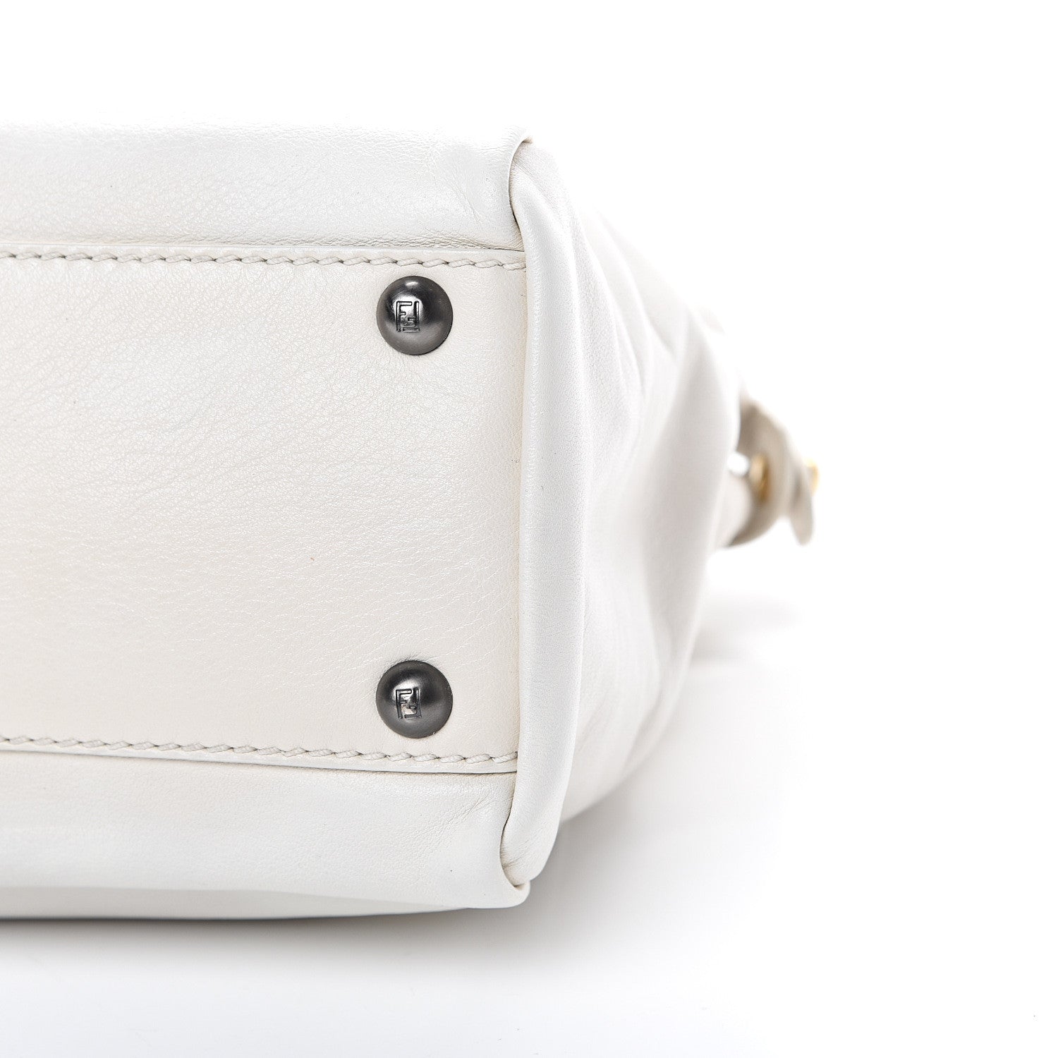 Fendi Vitello Suede Medium Peekaboo Iconic Satchel White 10 of 12