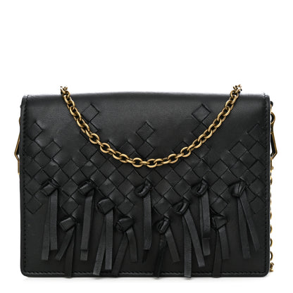 Bottega Veneta Nappa Intrecciato Fringe Chain Wallet Black 1 of 15