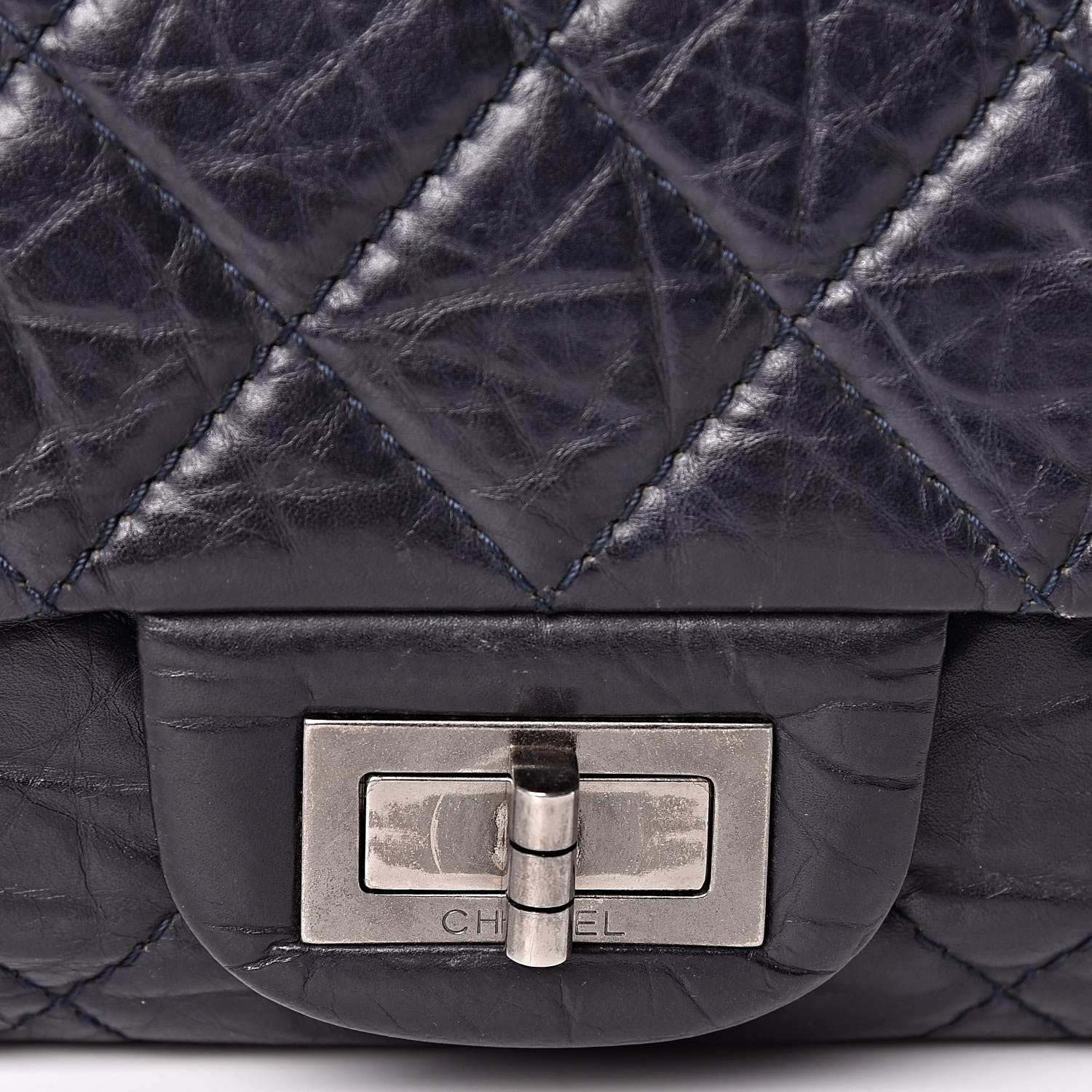 Chanel Aged Calfskin Quilted 2.55 Reissue 227 Flap Navy Blue 15 of 17