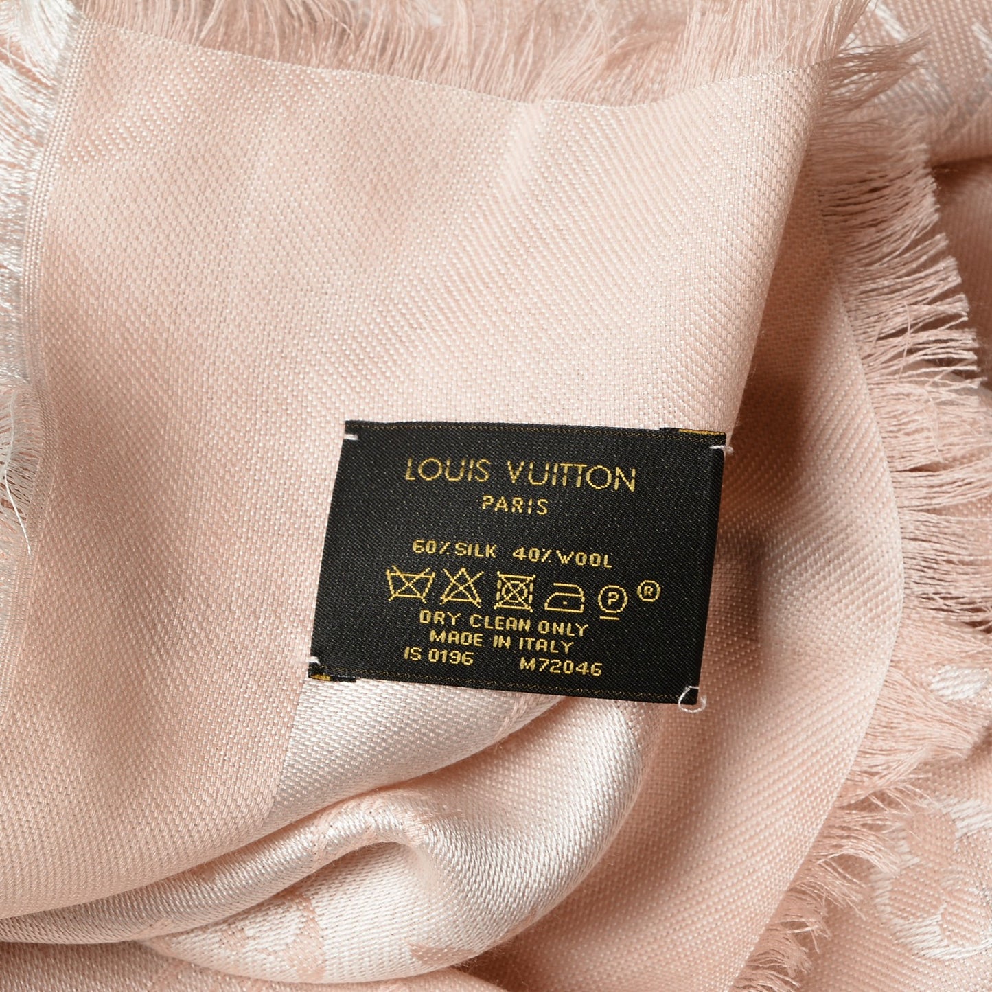 Silk Wool Monogram Denim Shawl Pink