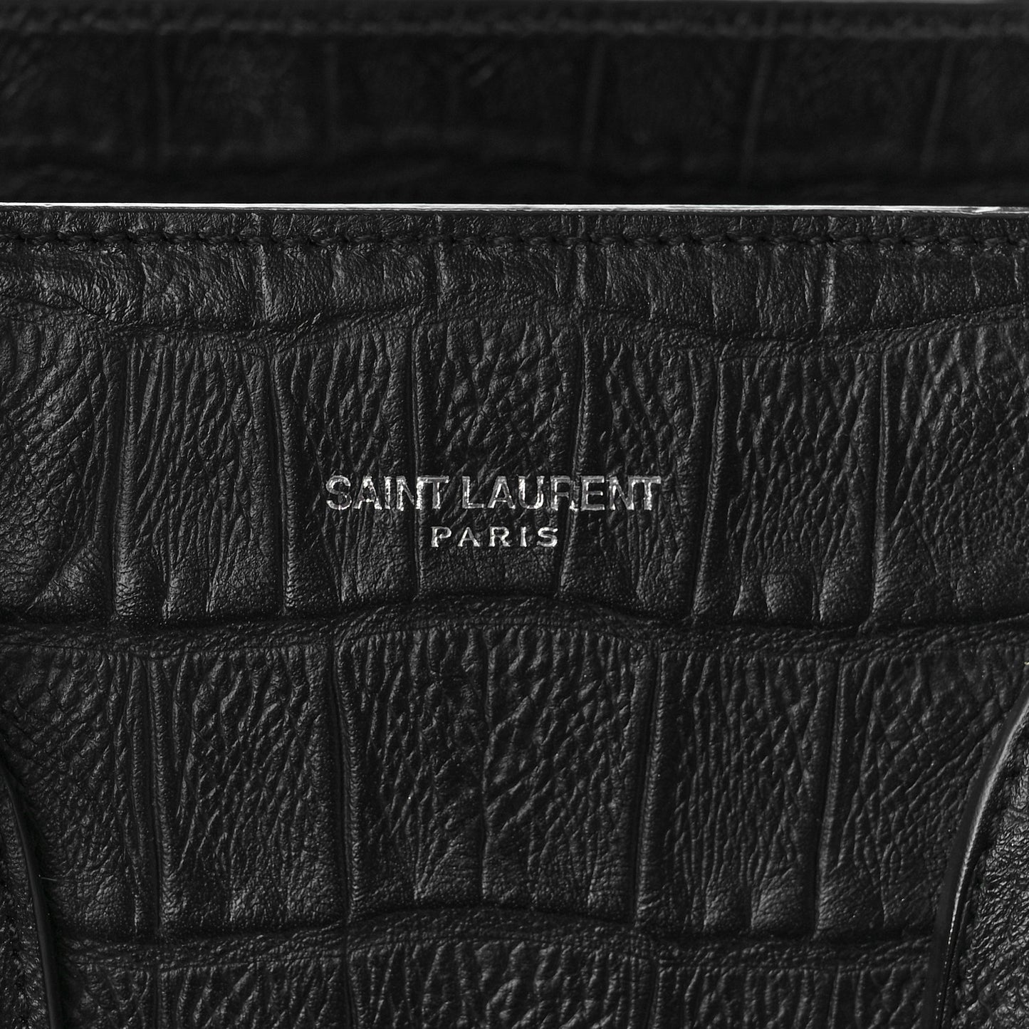 Calfskin Crocodile Embossed Small Sac de Jour Black